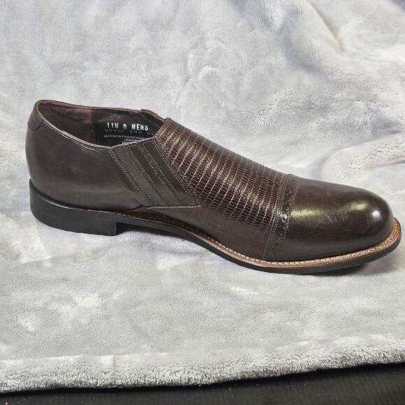 Stacy Adams Mens 11.5D Brown Cap Toe Slip On Dress Shoes Leather Goodyear main image 10